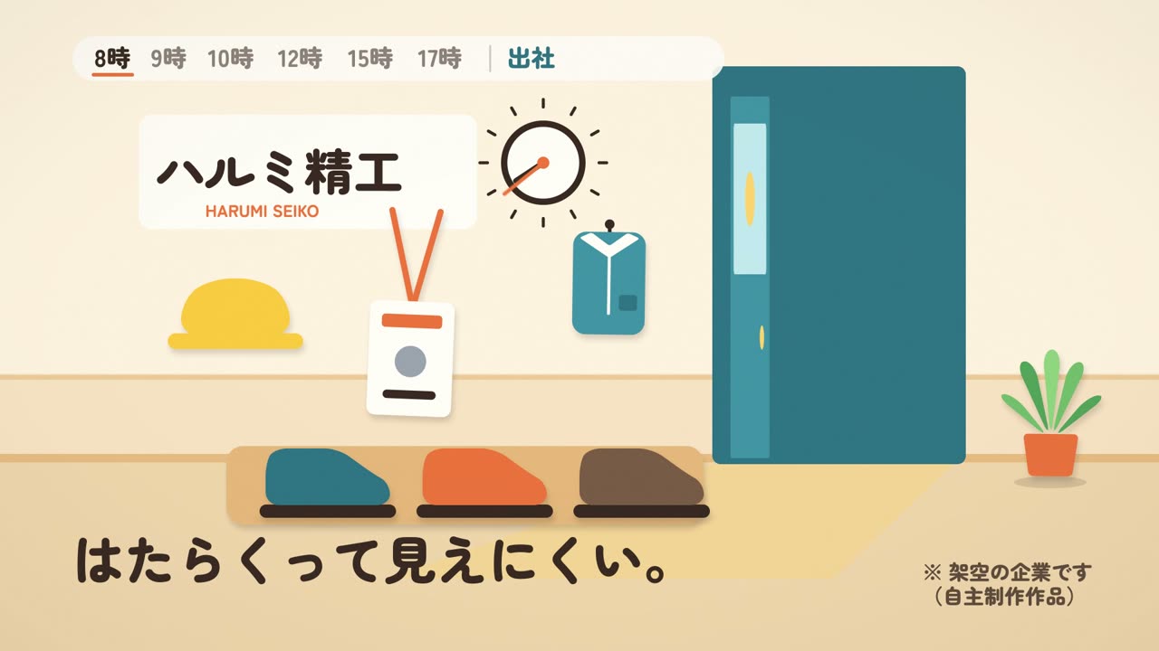 出社:看板・ドア・上着・靴