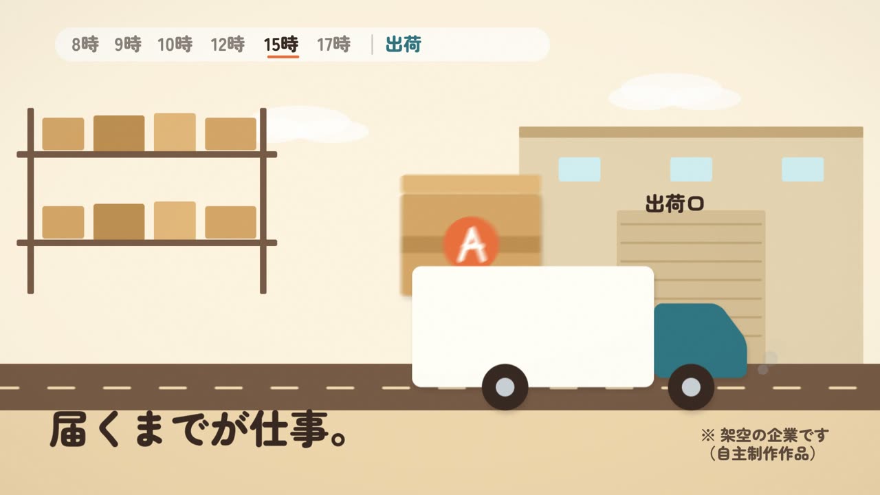 出荷:箱に入れてトラックへ